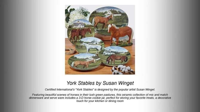 Set of 4 York Stables Assorted Canape/Dining Plates - Certified International, 2 of 8, play video