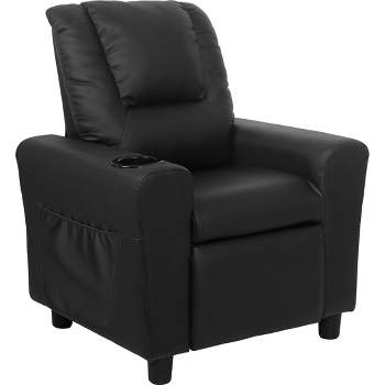 Hzlagm Everglade 19.6 in. W PU Leather Kid Recliner with Cup Holder and Side Pocket