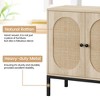 Rattan Buffet Cabinet - 2-Tier Storage Sideboard w/Adjustable Shelves for Dining Room, Living Room & Entryway - 3 of 4