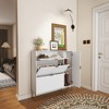 CLIHOME MDF Shoe Utility Storage Cabinets with Flip-up Drawers and Shelves - 2 of 4