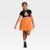 Girls' Sanrio Hello Kitty Halloween Tulle Character Dress - Black/Orange - 4 of 4