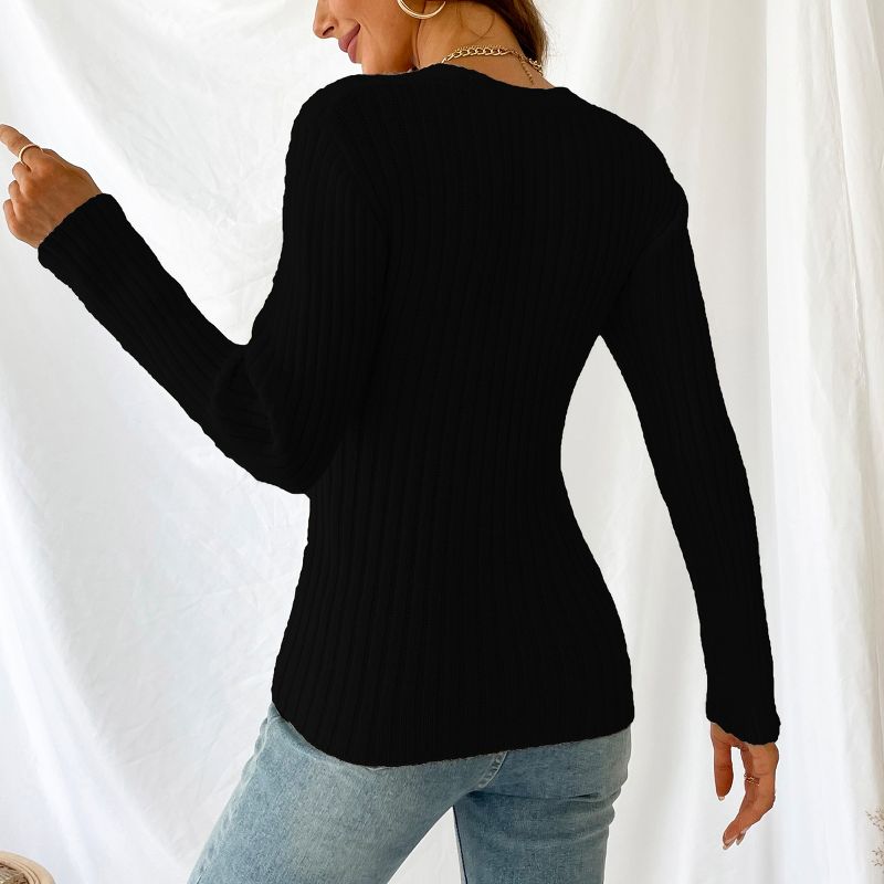 Women's Ribbed Surplice Wrap Sweater - Cupshe, 4 of 5