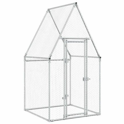 vidaXL Chicken Cage Silver Galvanized Steel 39.4 x 39.4 x 74.8 in - 39.4" x 39.4" x 74.8"