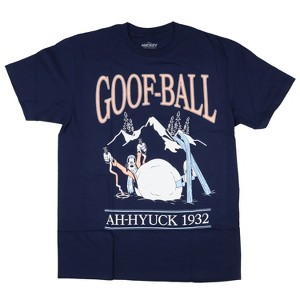 Seven Times Six Disney T-Shirt Men's Goofy Goof-Ball Winter Graphic Adult Shirt Blue - 1 of 3