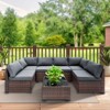 FIONECA 6-Piece Patio Furniture Set ¨C PE Wicker Barrel-Style Sofa with Gray Cushions - 3 of 4