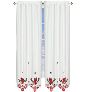 Collections Etc Embroidered Cardinal Pinecone Window Curtains - 1 of 4