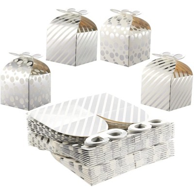 Best Paper Greetings 36-Pack Silver Foil Paper Gift Boxes Treat Boxes for Party Favors & Wedding, 4 Designs, 3.7 x 3.2 in