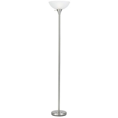 Cal Lighting 150W 3 Way Metal Tr Lamp W/Glass Sh - Brushed Steel