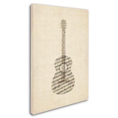 Trademark Fine Art -Michael Tompsett 'Acoustic Guitar Old Sheet Music' Canvas Art