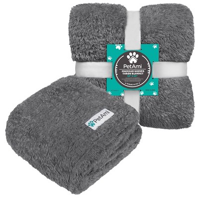 Large Charcoal Faux Shearling Dog Blanket