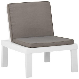 vidaXL Patio Lounge Chair with Cushion Plastic White - 1 of 4