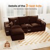 Kayamas 107'' Soft Corduroy Modular L-Shaped Sectional Sofa, 3-Seater Couch with Movable Ottoman for Living Room - 4 of 4