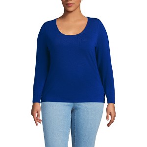 Lands' End Women's Long Sleeve Lightweight Jersey Scoop Neck T-Shirt - 1 of 3