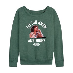 Women's - Ferris Bueller's Day Off - Do You Know Anything Lightweight French Terry Wide Neck Long Sleeve Shirt - 1 of 4