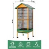 66" Large Standing Bird Cage, Wrought Iron Parrot Cage with Perches & Pull Out Tray, Rolling Bird Cage for Parakeet Cockatiel Lovebird Pigeons - 2 of 4