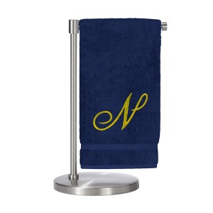 BC BARE COTTON Monogrammed Bath Towel, Personalized Gift, 27 x 54 inches - Set of 1 - Navy - Gold Script - 1 of 4