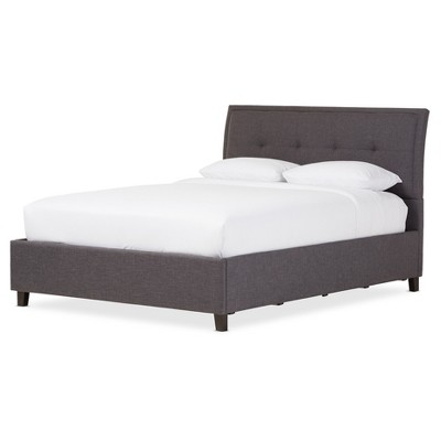 Lea Modern Fabric Storage Platform Bed Queen Dark Gray Baxton