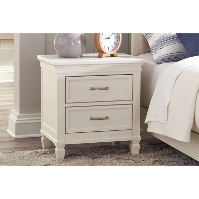 Darlington Warm White 2-Drawer Nightstand with Satin Nickel Handles