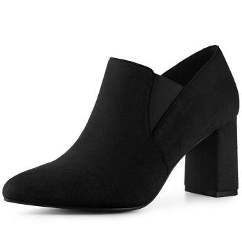 Perphy Women's Pointy Toe Slip on Chunky Heels Ankle Booties