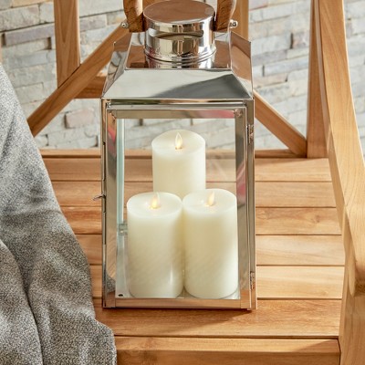 Nautical Chrome and Teak Hanging Hurricane Lantern