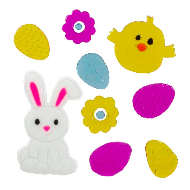 Northlight 11-Piece Bright Floral Spring Easter Egg Gel Window Clings, 1 of 3