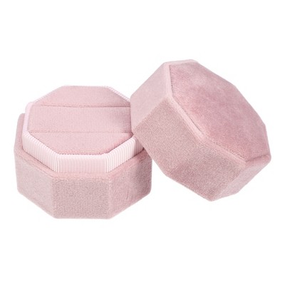 Unique Bargains Octagon Velvet Ring Box 2 Slots For Wedding Ceremony ...