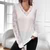 Coolmee Long Lace Sleeve Shirts for Women V Neck Slim Fit Basic Tee Tops Casual T-Shirt Going Out Fall Outfits - 2 of 4