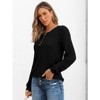 Women's V-Neck Long Sleeve T-Shirt Button Down Ribbed Knit Top Loose Fit Comfort Casual Pullover Shirt for Daily Wear - 2 of 4