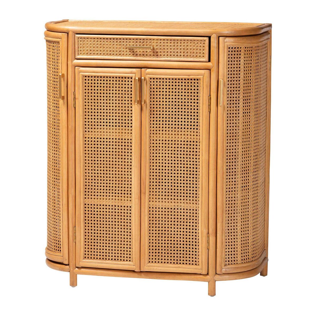 bali & pari Mckenna Natural Rattan Storage Cabinet Light Honey/Gold