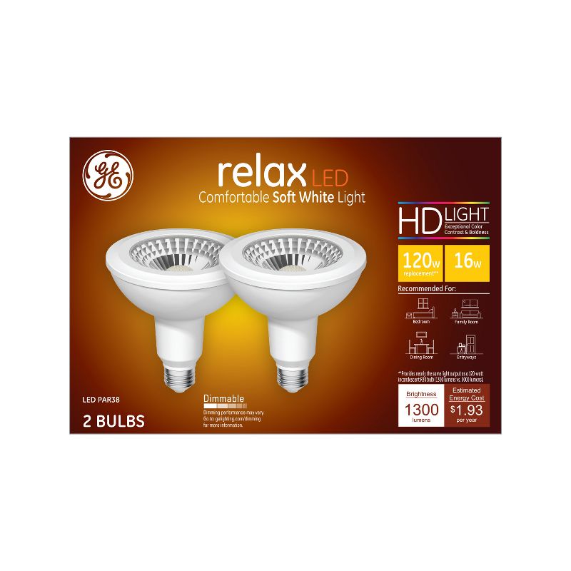 GE 2pk 16W 120W Equivalent Relax LED HD Floodlights Warm White, 1 of 6
