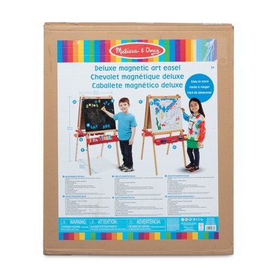 Melissa Doug Deluxe Magnetic Standing Art Easel With Chalkboard Dry erase Board And 39 Letter And Number Magnets Target