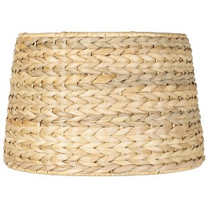 Springcrest Woven Seagrass Small Drum Lamp Shade 10" Top x 12" Bottom x 8.25" Slant x 8" High (Spider) Replacement with Harp and Finial - 1 of 4