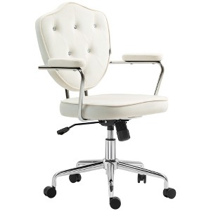 NicBex Adjustable Height Velvet Button Tufted Home Office Chair with Padded Armrests and Wheels for Work Study Vanity - 1 of 4
