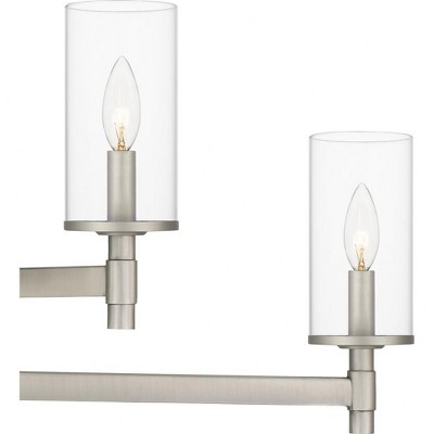 Antique Nickel Three-Tier Linear Chandelier with Clear Glass Shades