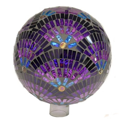 Home & Garden 11.0" Purple Mosaic Bloom Gazing Ball Reflects Sunlight Evergreen Enterprises Inc  -  Decorative Garden Stakes