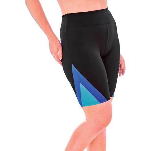 Swim 365 Women's Plus Size Colorblock Swim Shorts with Sun Protection, 24 -  Black Blue Turq