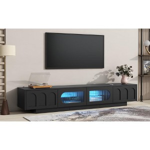 Grungis 2 Drawers TV Stand for TVs Up to 95 Inch,Console Table with Arched Cabinet Doors and Fluted Tempered Glass Doors for Bedroom,Living Room - 1 of 4