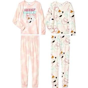 SQUISHMALLOWS Little/Big Girl's Cozy Long Sleeve 4-Piece Pajama Set