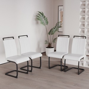 Sapphtopaz Modern Simple High Back Dining Chairs, PU Faux Leather Kitchen Chairs with C-shaped Tube Plating Metal Legs for Dining Room - 1 of 4