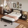 3-Piece Bedroom Set with Queen/Full Size Wooden Bed, 1 Vintage Nightstand and 1 Makeup Vanity Set with Stool 4B - ModernLuxe - 2 of 4