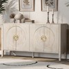 60"W 4-Door Sideboard Storage Cabinet with Textured Finish, Fir Veneer, for Corridor Entrance Living Room Study, Natural/Navy Blue/Black-ModernLuxe - 2 of 4