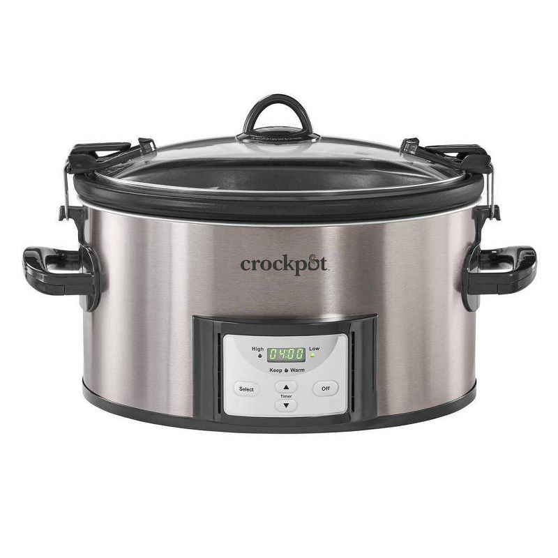 Crock Pot 7qt Cook &#38; Carry Programmable Easy-Clean Slow Cooker - Stainless Steel, 2 of 15