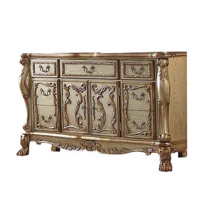 Dresden Gold Patina and Bone 7-Drawer Dresser with Mirror