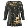 Collections Etc Festive Sparking Reindeer Sequin 3/4 Length Sleeve Top - 2 of 4