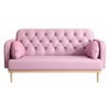 Loveseat sofa with tulip pattern Modern Upholstered Two Seater PU Sofa with 2 dumpling-shaped throw pillows with tulip patterns - 3 of 4