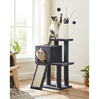 46.5" Smoky Gray Sisal and Plush Cat Tree Tower