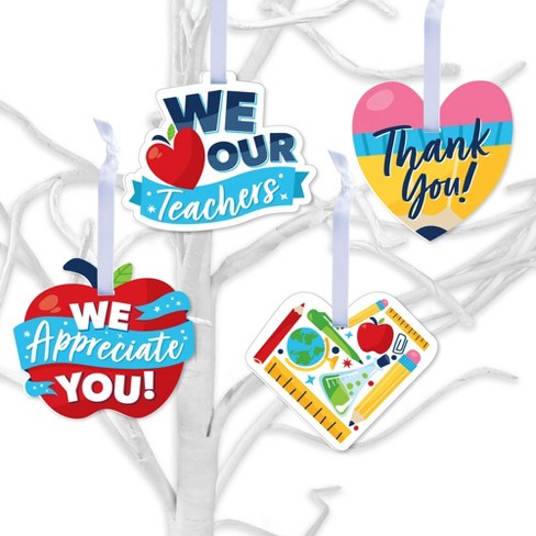 Big Dot Of Happiness Thank You Teachers Teacher Appreciation Markers for  Glasses Drink Tags 24 Ct - Assorted Pre