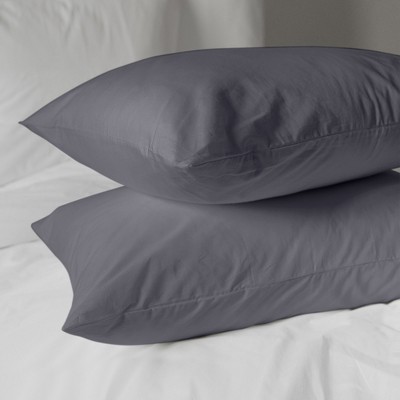 Charcoal Cotton Percale Standard/Queen Pillowcase Set