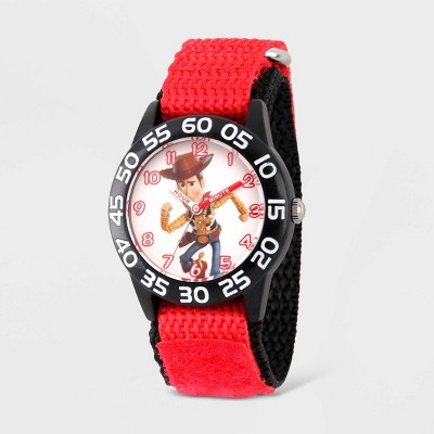 Kids' Disney Toy Story 4 Woody Plastic Time Teacher Watch - Red