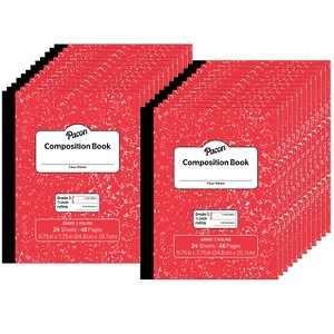 Pacon Composition Book, Grade 3, Red Marble, 3/8" x 3/16" x 3/16" Ruled, 9-3/4" x 7-3/4", 24 Sheets, Pack of 24 - 1 of 2
